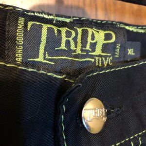 TRIPP NYC - ELECTRO CARGO RAVER PANTS - BLACK / GREEN - SIZE XL